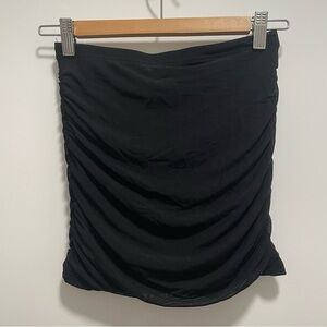 Rouched black mini skirt